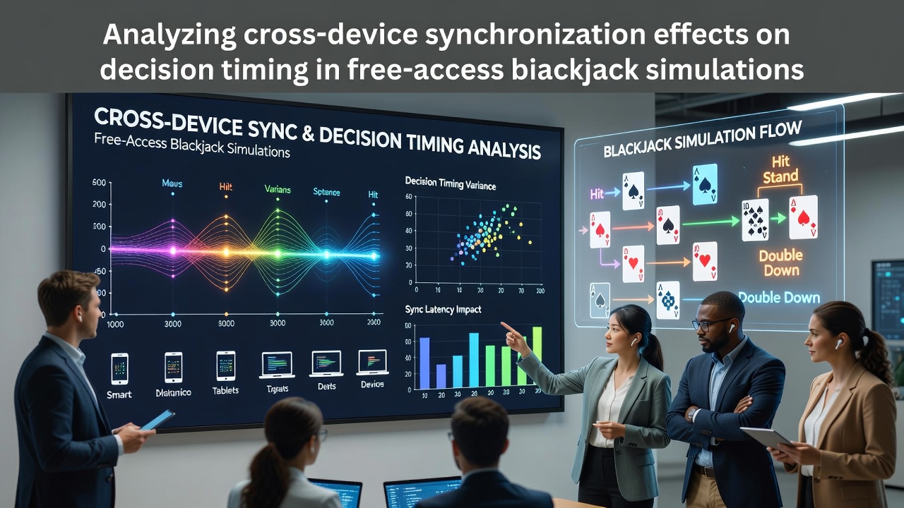 Diagram showing cross-device data flow in blackjack simulation environments with timing markers