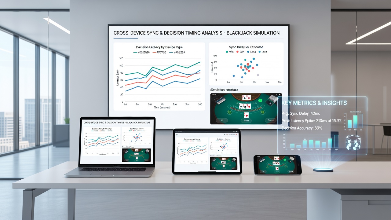 Graph displaying average decision times across device types in blackjack simulations