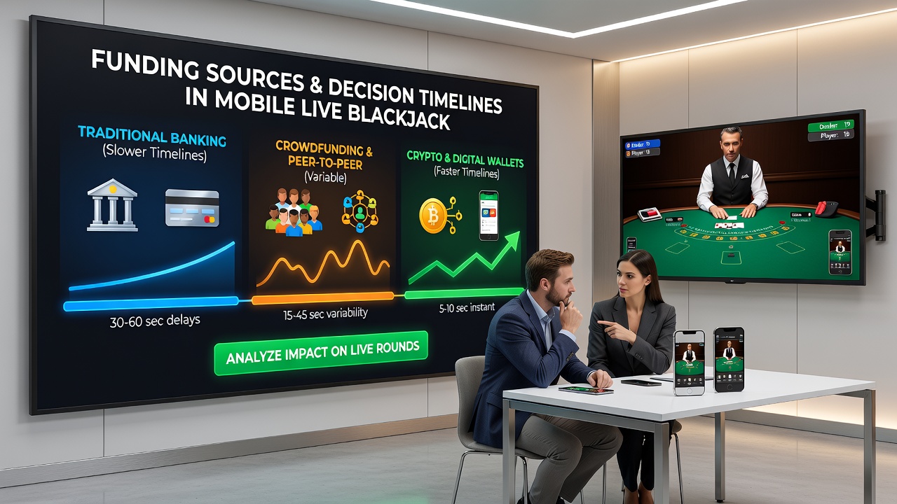 Mobile live blackjack interface showing funding options and timer elements during active rounds