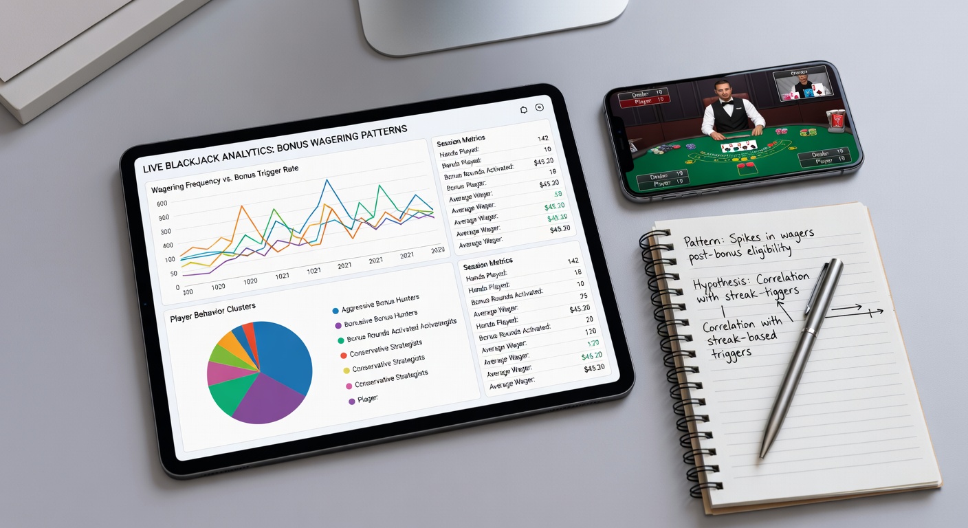 Analytics dashboard displaying wagering pattern graphs from mobile blackjack sessions with time-stamped data points
