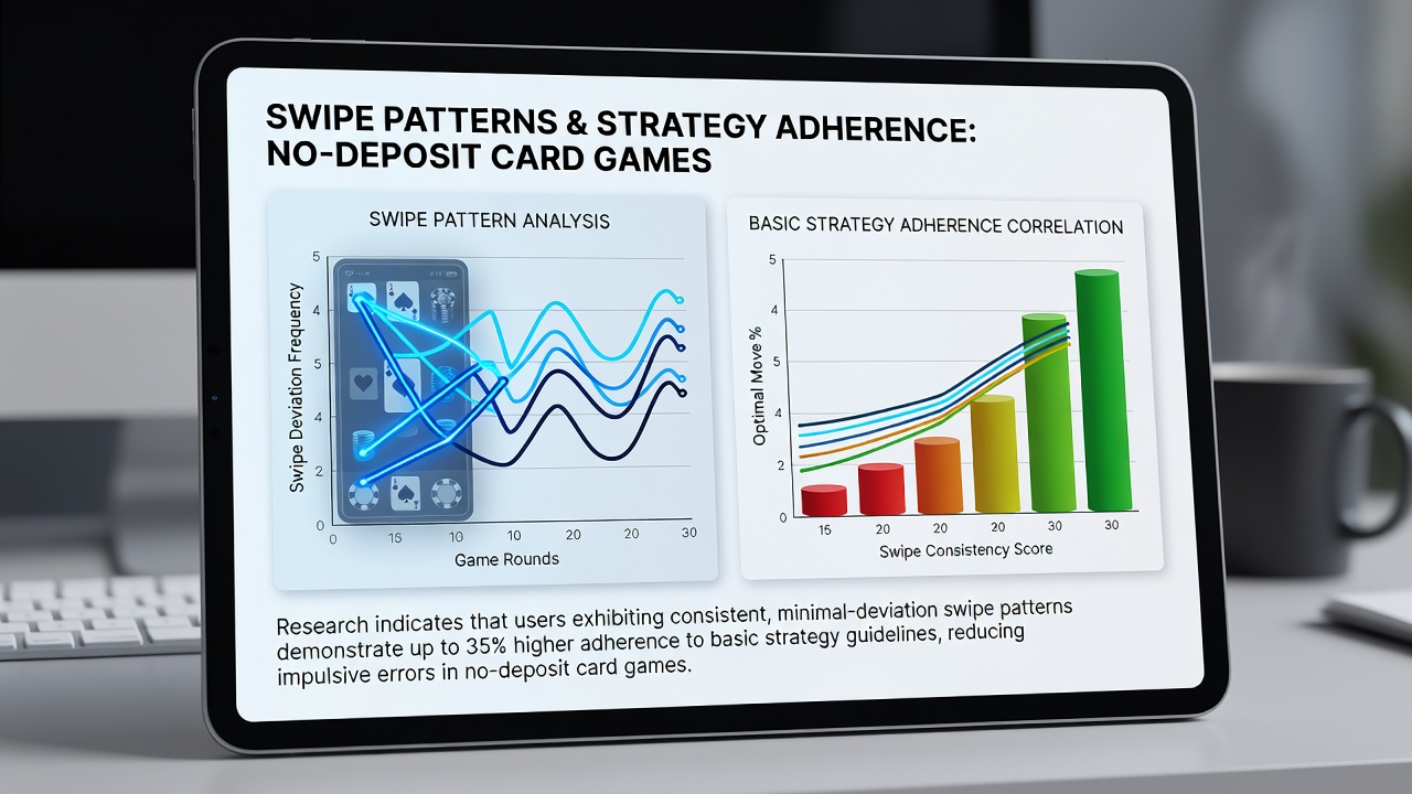 Heatmap visualization of swipe patterns from mobile blackjack trials highlighting strategy adherence zones