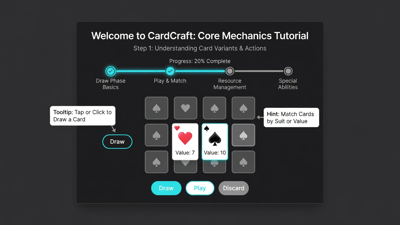 Close-up of interactive card highlights and tooltip explanations during a rummy variant session