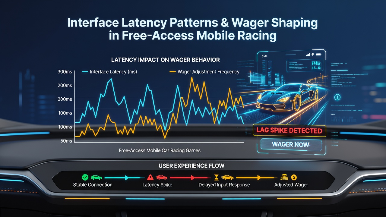 Graph displaying wager adjustment trends correlated with measured interface latency in free mobile card game sessions